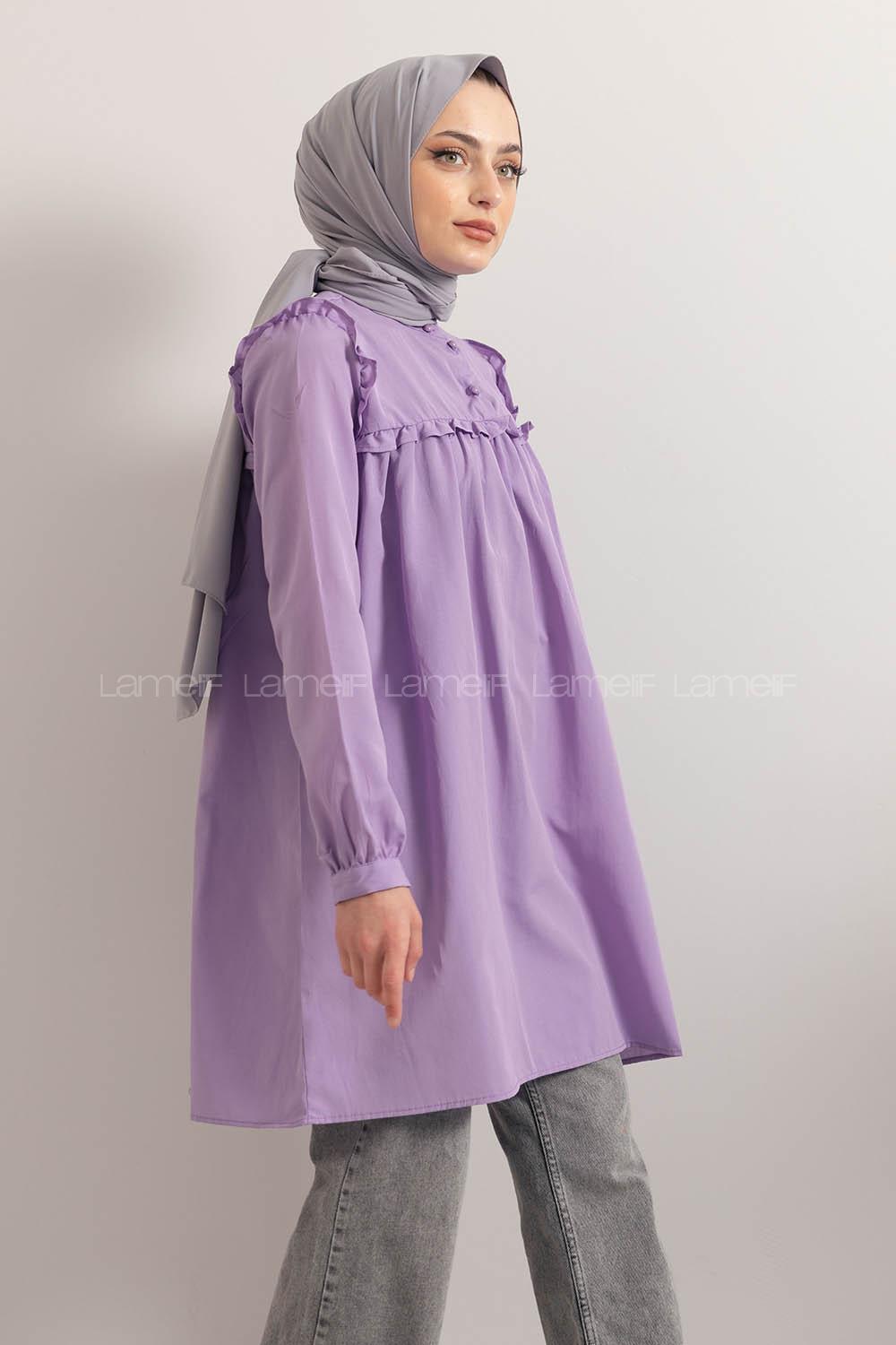 Modalamelif Hakim Yaka Fırfırlı Tunik Lila
