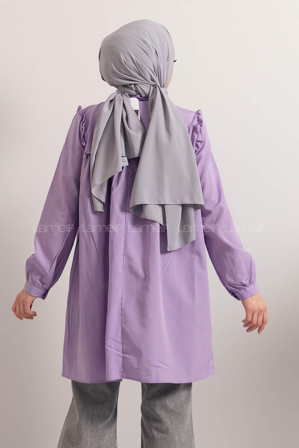 Modalamelif Hakim Yaka Fırfırlı Tunik Lila