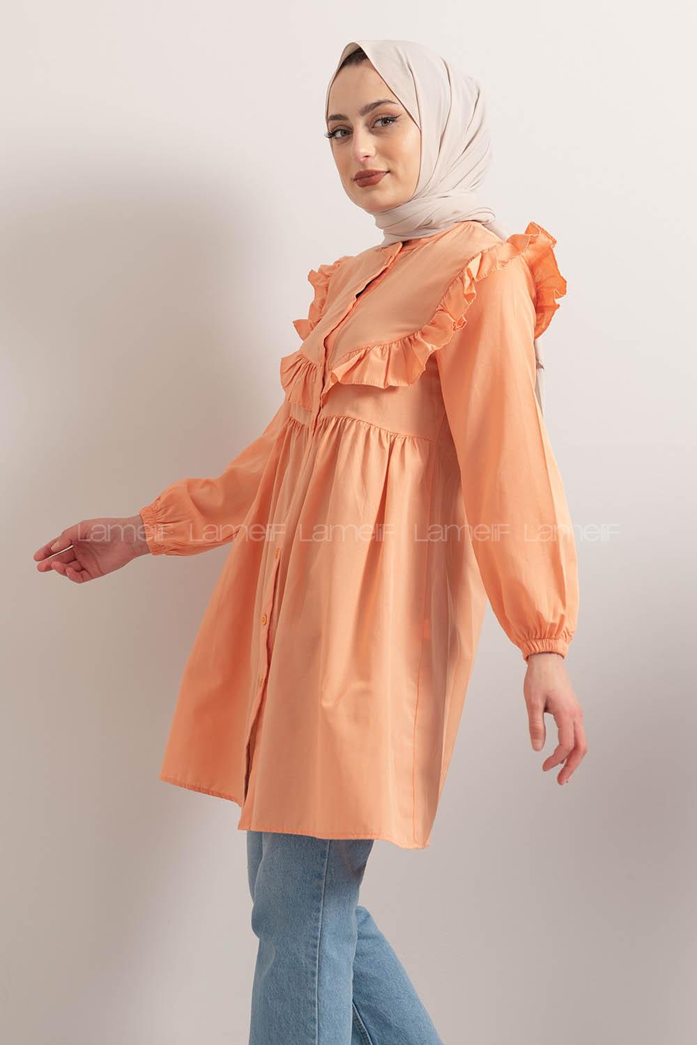 Modalamelif Hakim Yaka Fırfırlı Tunik Somon