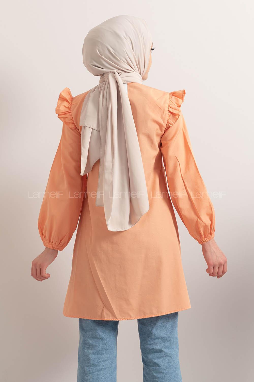 Modalamelif Hakim Yaka Fırfırlı Tunik Somon