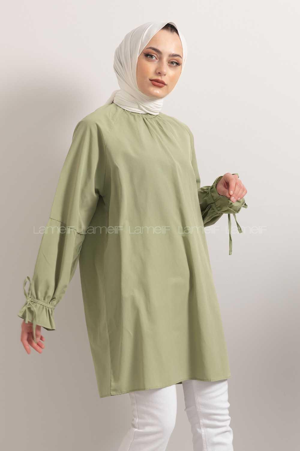 Modalamelif Hakim Yaka Kol Bağlamalı Tunik Çağla