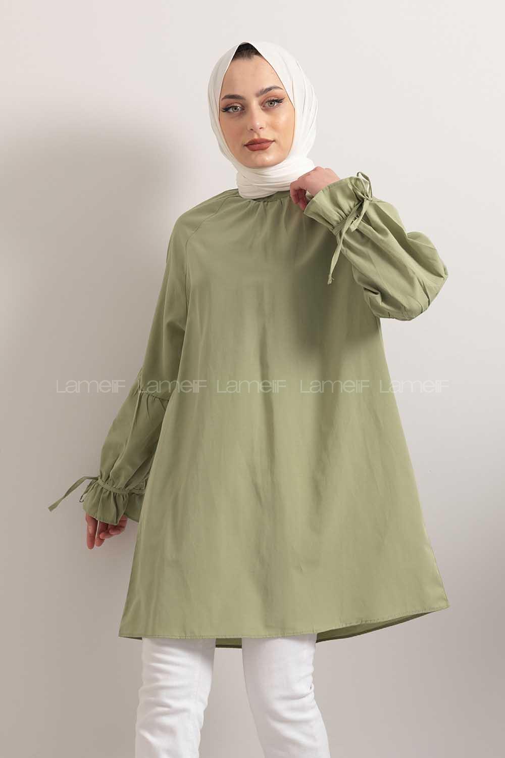 Modalamelif Hakim Yaka Kol Bağlamalı Tunik Çağla