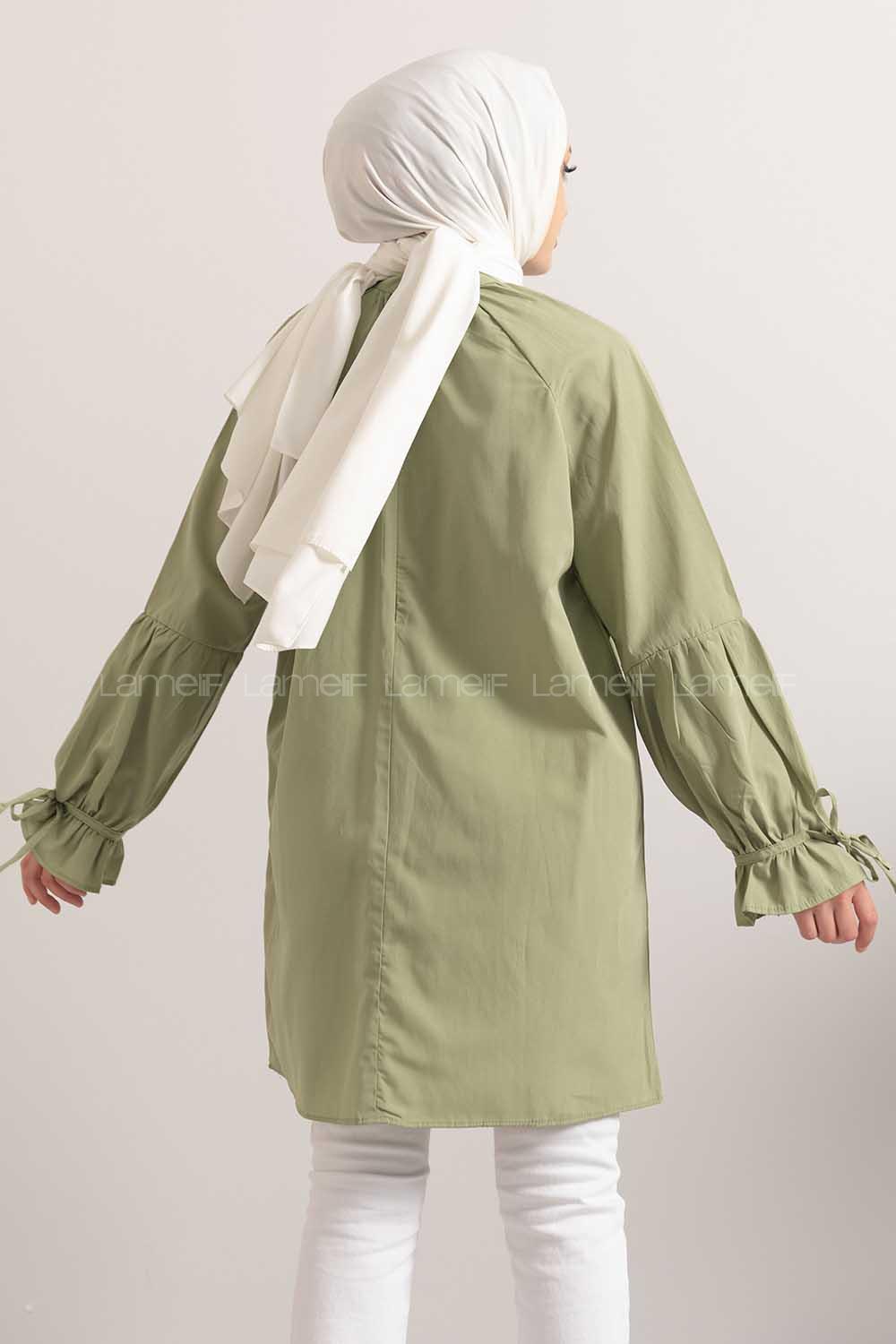 Modalamelif Hakim Yaka Kol Bağlamalı Tunik Çağla