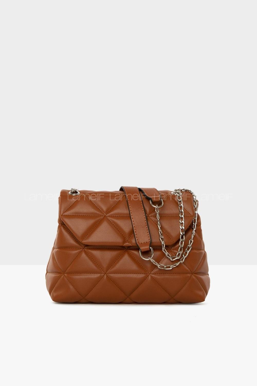 Lamelif  Kapitone Baskı Çapraz Çanta Pastelya Taba