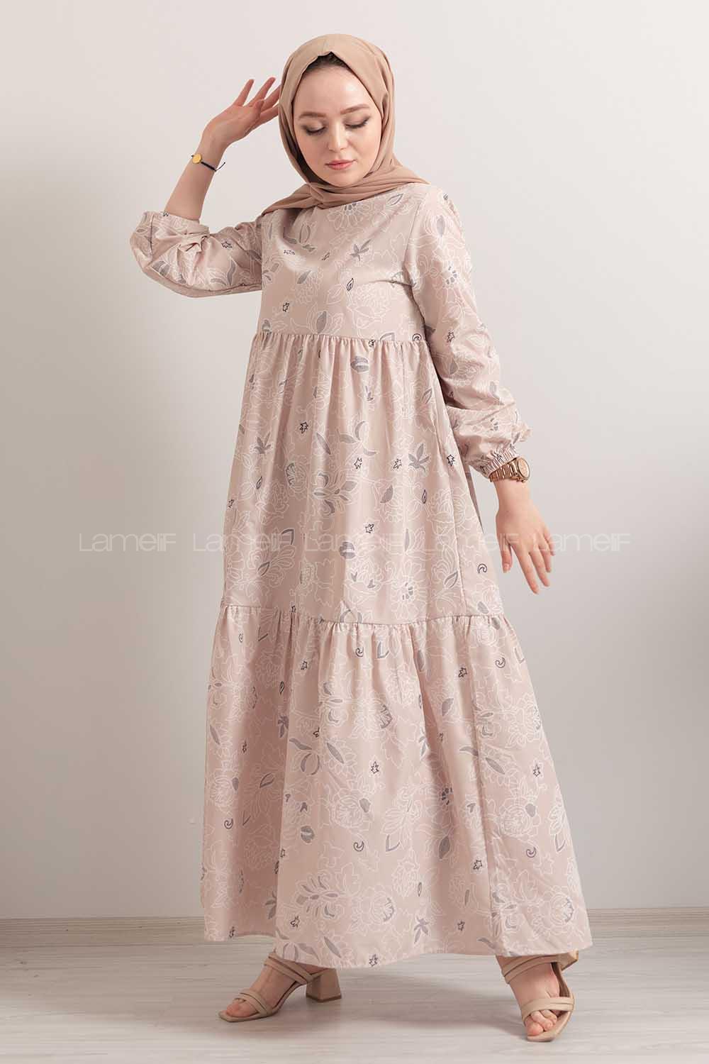 Modalamelif Kilim Desen Elbise Taş Rengi