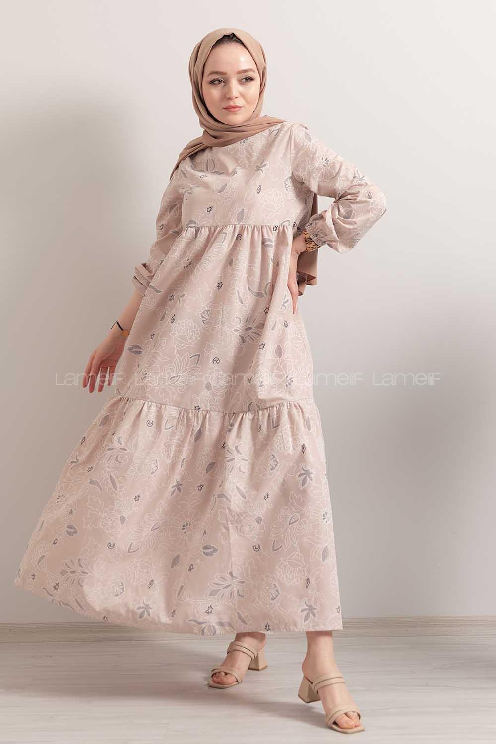 Modalamelif Kilim Desen Elbise Taş Rengi