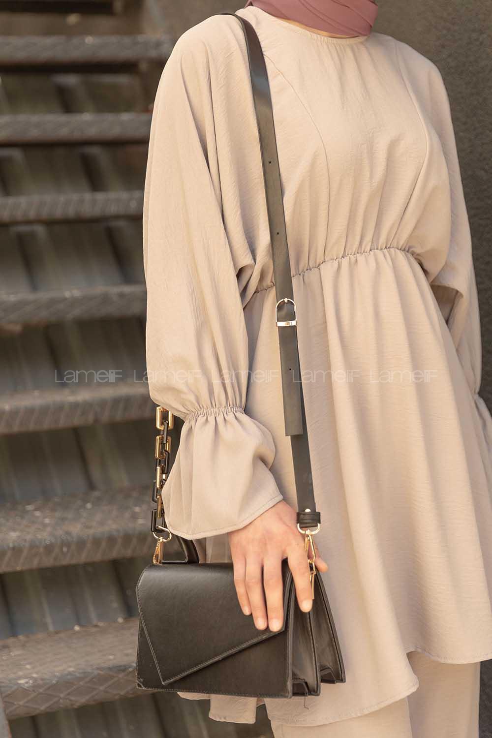 Modalamelif Asimetrik Kapak Kilitli Çanta Siyah