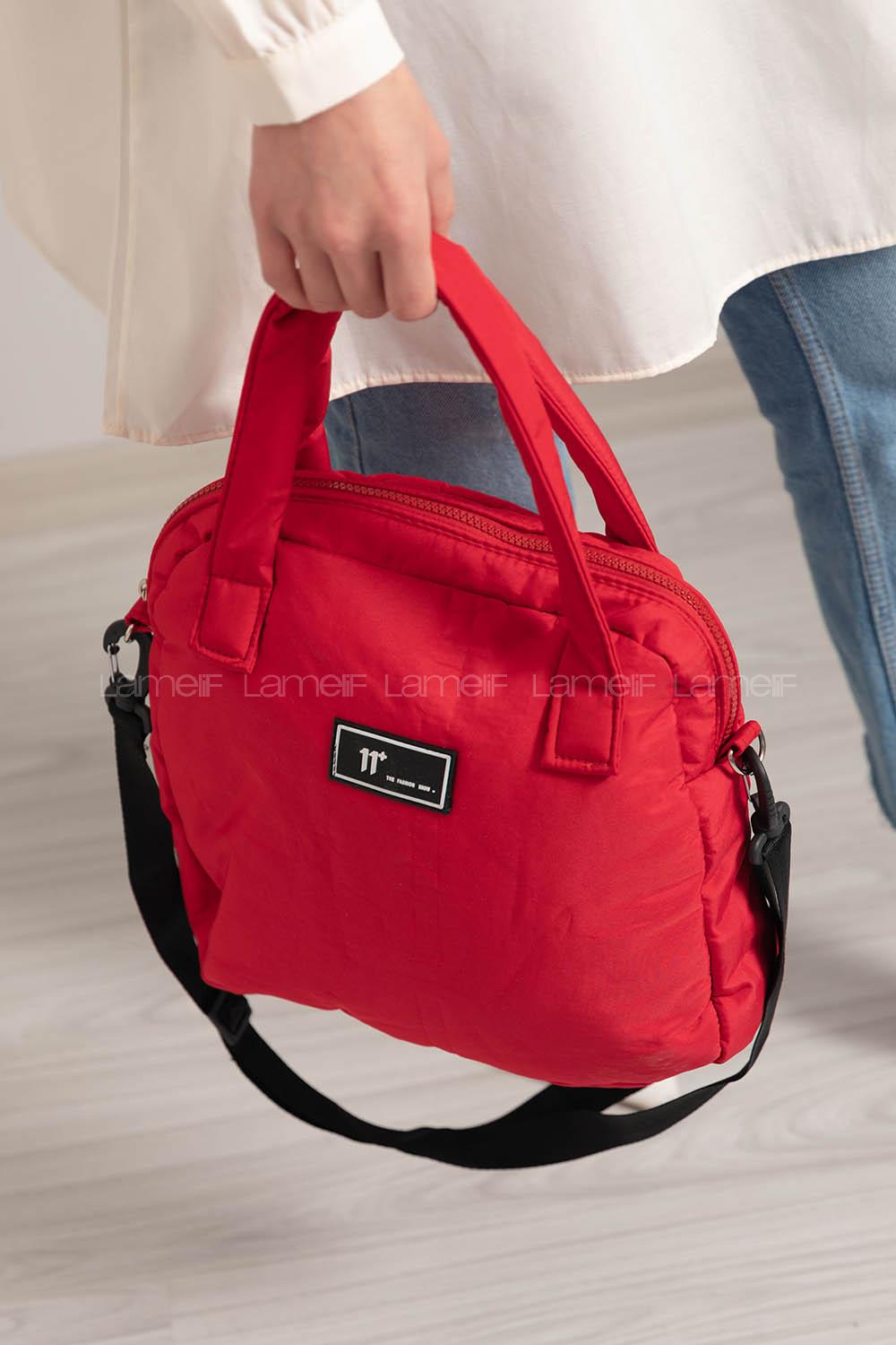 Modalamelif Tek Bölmeli Armalı Kumaş Çanta Kırmızı