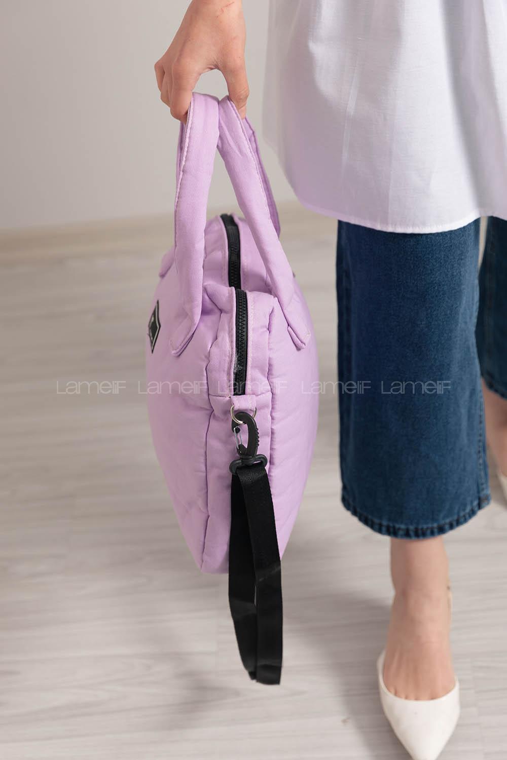 Modalamelif Tek Bölmeli Armalı Kumaş Çanta Lila