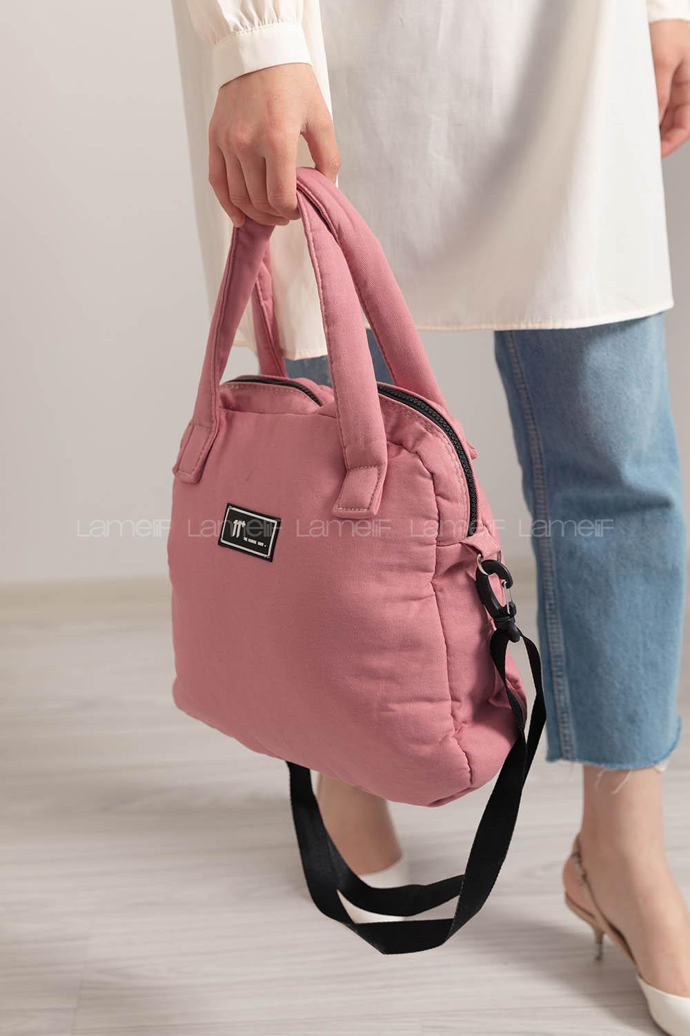 Modalamelif Tek Bölmeli Armalı Kumaş Çanta Pudra