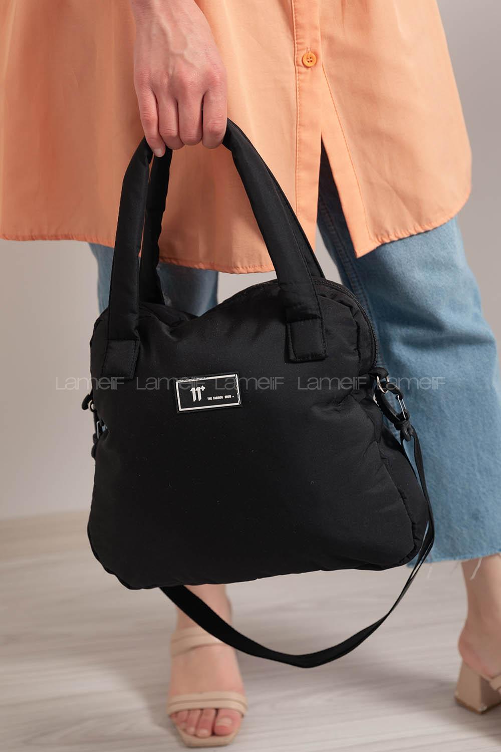 Modalamelif Tek Bölmeli Armalı Kumaş Çanta Siyah