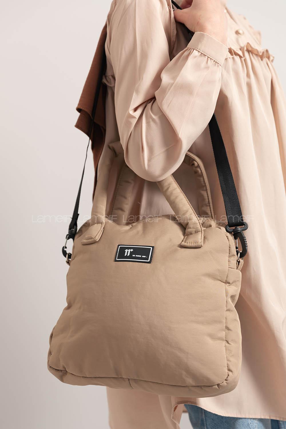 Modalamelif Tek Bölmeli Armalı Kumaş Çanta Soft Kahve