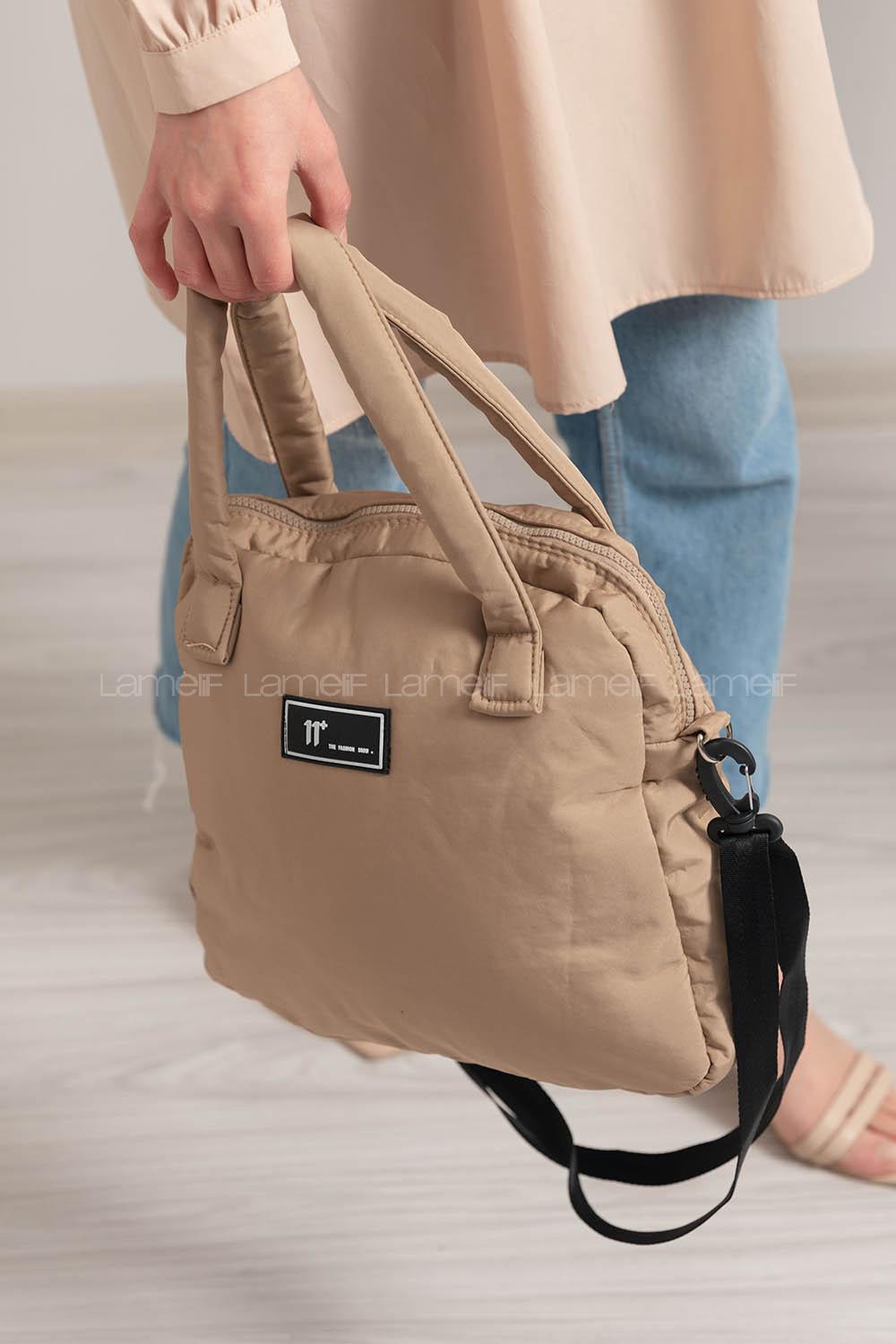 Modalamelif Tek Bölmeli Armalı Kumaş Çanta Soft Kahve