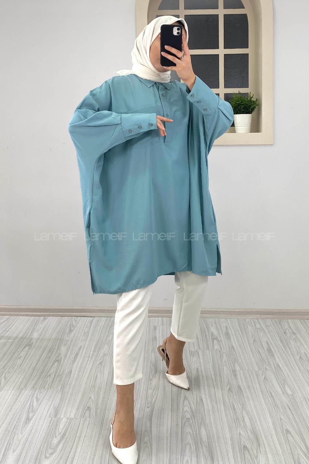 Modalamelif Tek Cepli Linda Gömlek Mint Yeşili