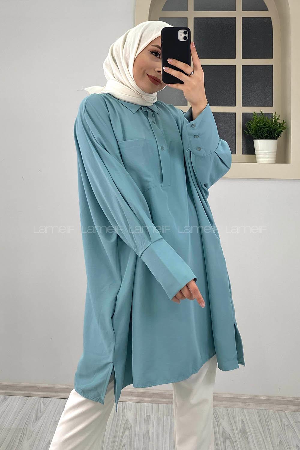 Modalamelif Tek Cepli Linda Gömlek Mint Yeşili