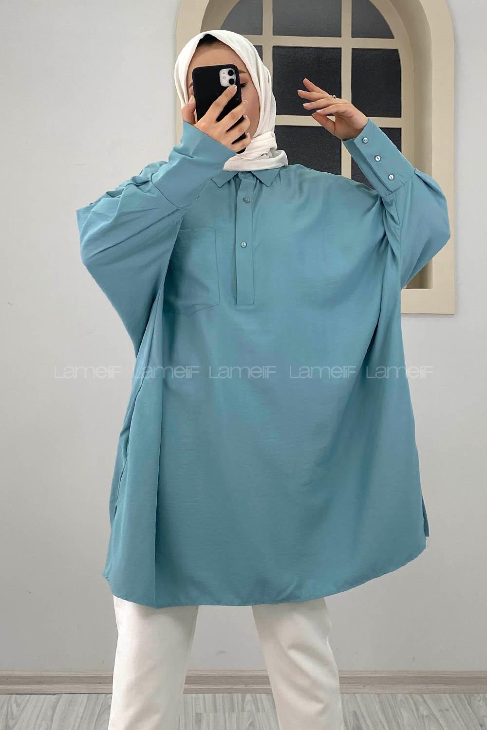 Modalamelif Tek Cepli Linda Gömlek Mint Yeşili