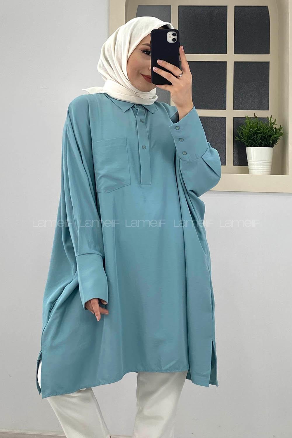 Modalamelif Tek Cepli Linda Gömlek Mint Yeşili