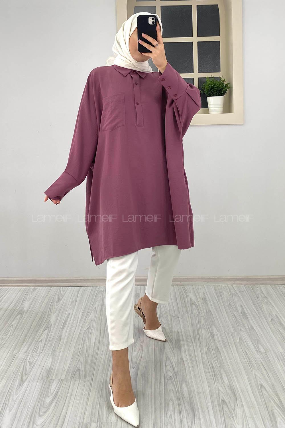 Modalamelif Tek Cepli Linda Gömlek Mor