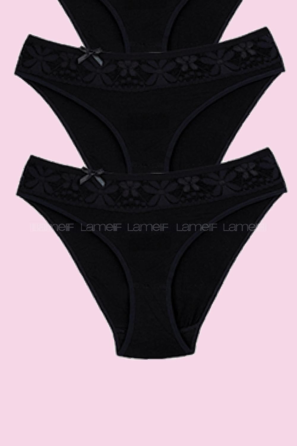 Modalamelif  Kadın Siyah Likralı Beli Dantelli 2 Li Bikini