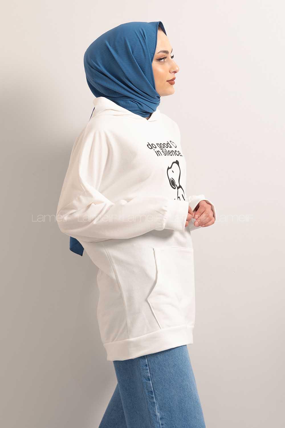 Modalamelif Kapşonlu Do Good Sweatshirt Beyaz