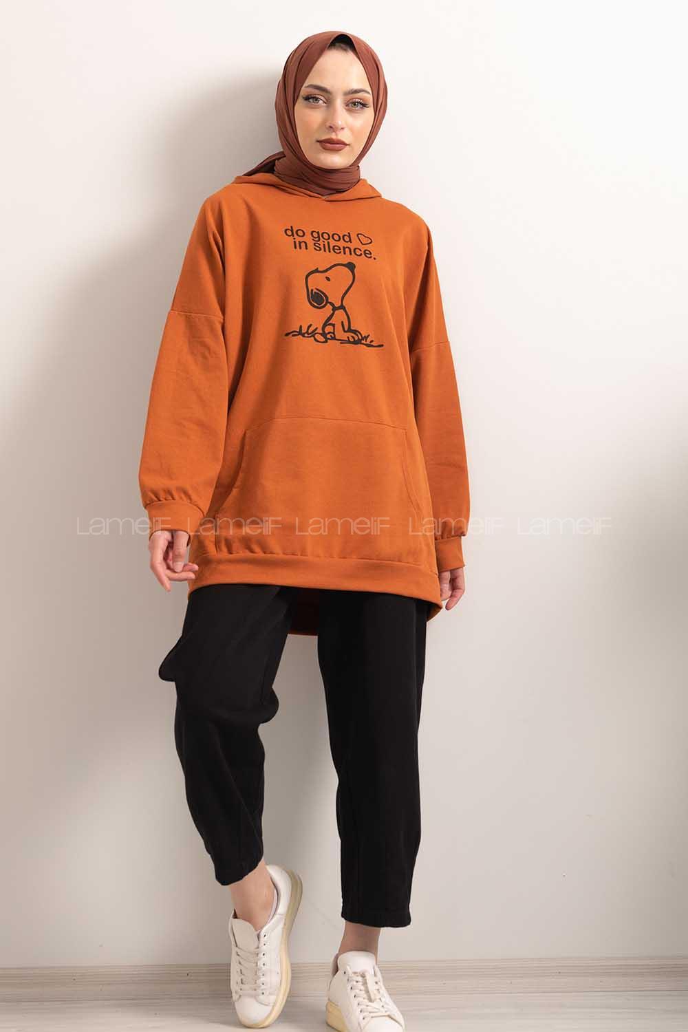 Modalamelif Kapşonlu Do Good Sweatshirt Taba