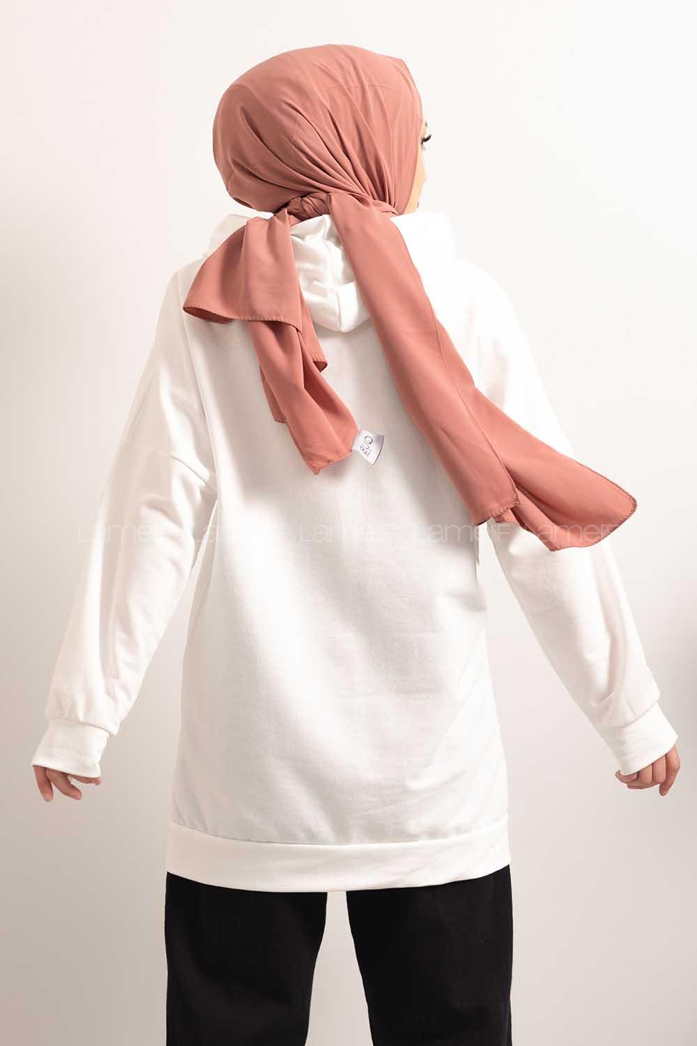 Modalamelif Kapşonlu Fly Baskılı Sweatshirt Beyaz