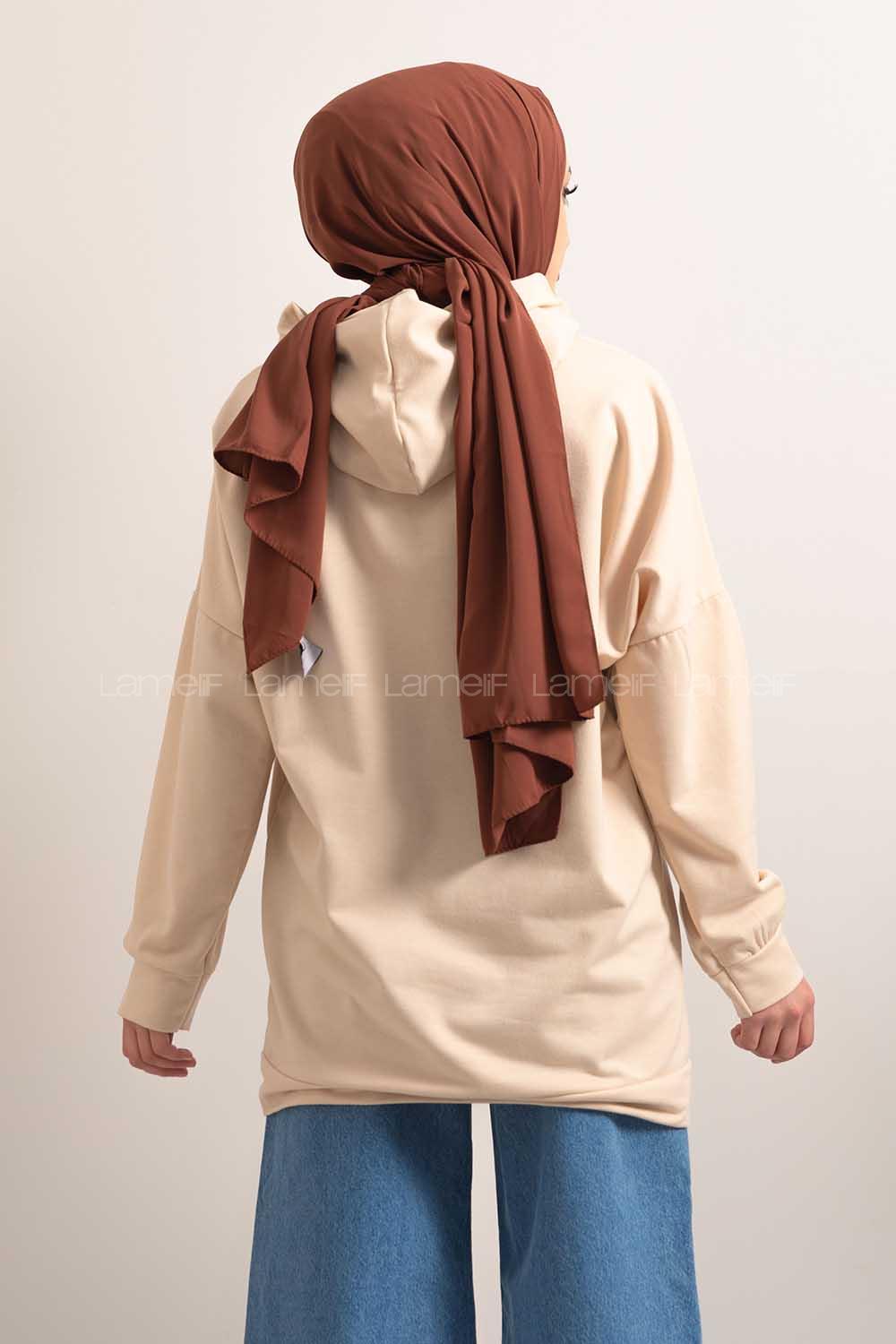 Modalamelif Kapşonlu Fly Baskılı Sweatshirt Krem