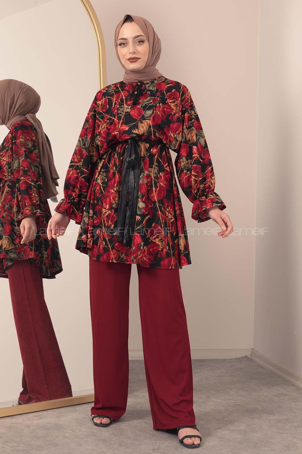 Modalamelif ya_rasa Kol Lastikli İkili Takım Kırmızı