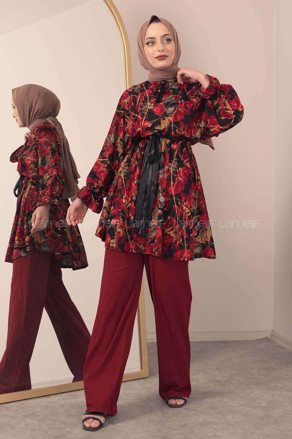 Modalamelif ya_rasa Kol Lastikli İkili Takım Kırmızı