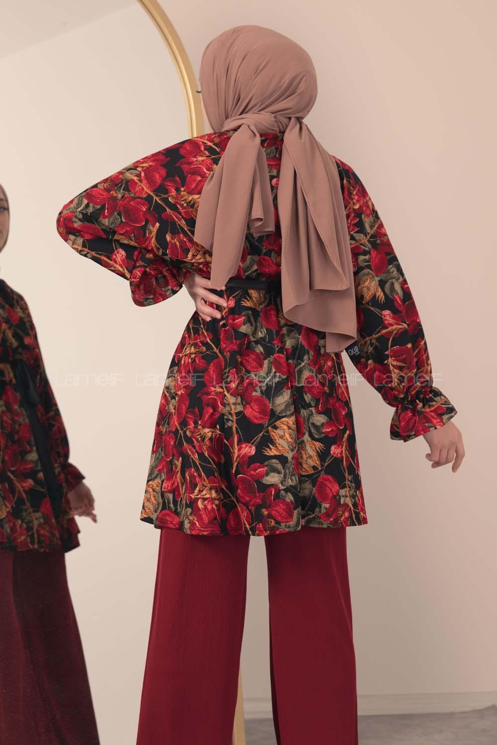 Modalamelif ya_rasa Kol Lastikli İkili Takım Kırmızı