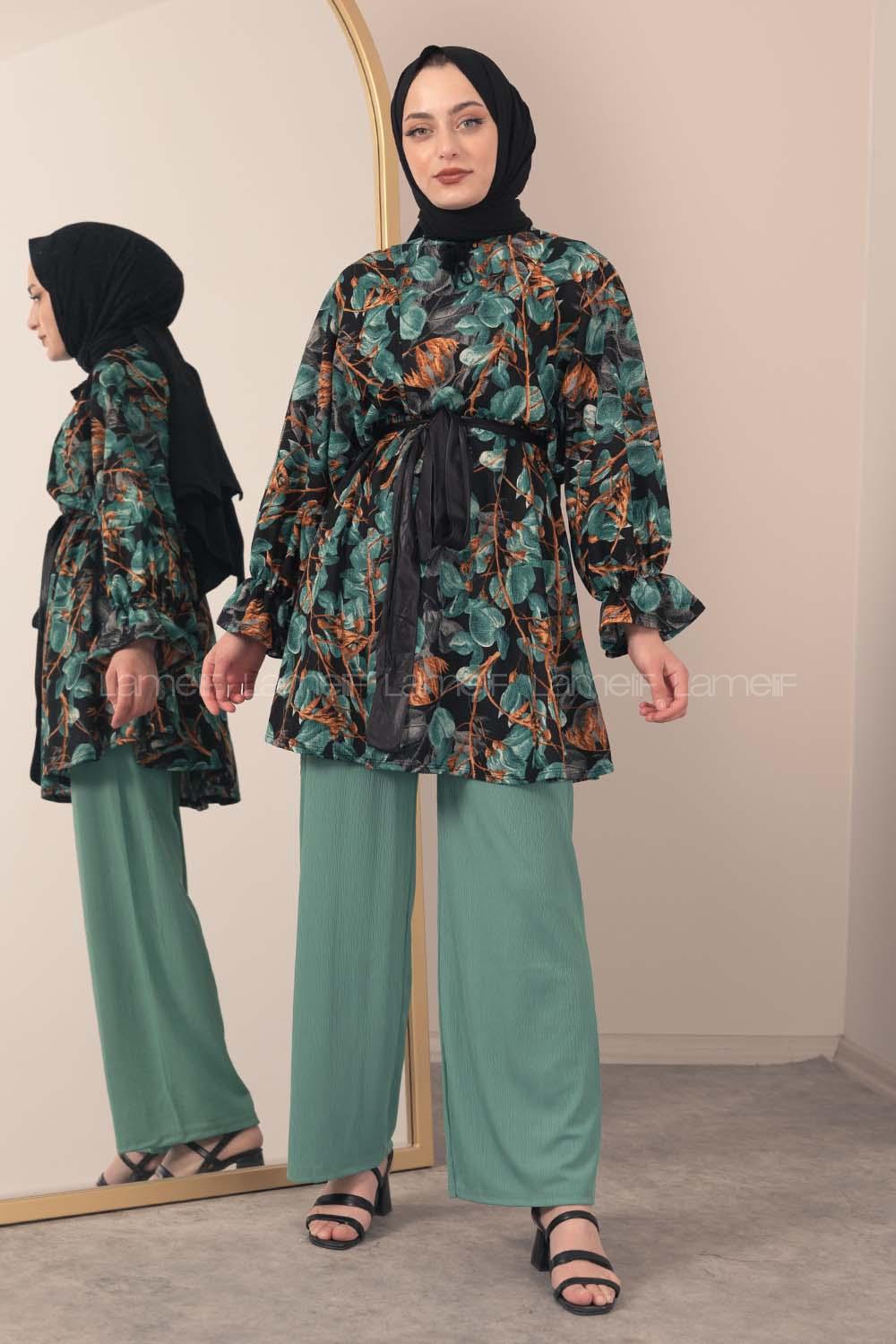 Modalamelif ya_rasa Kol Lastikli İkili Takım Yeşil