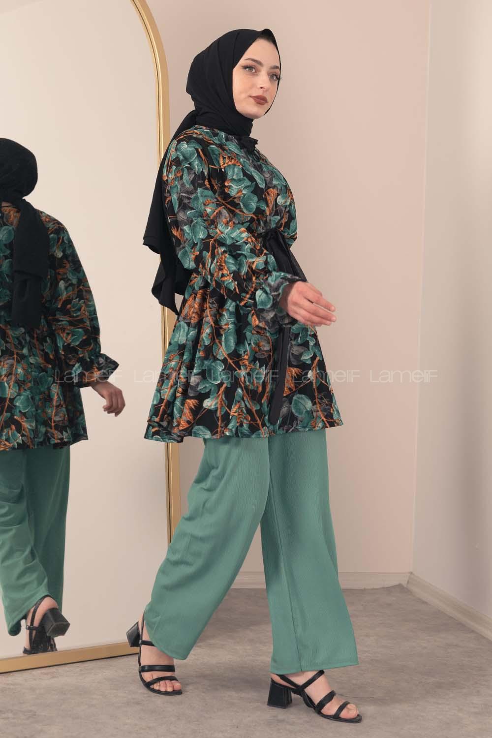 Modalamelif ya_rasa Kol Lastikli İkili Takım Yeşil