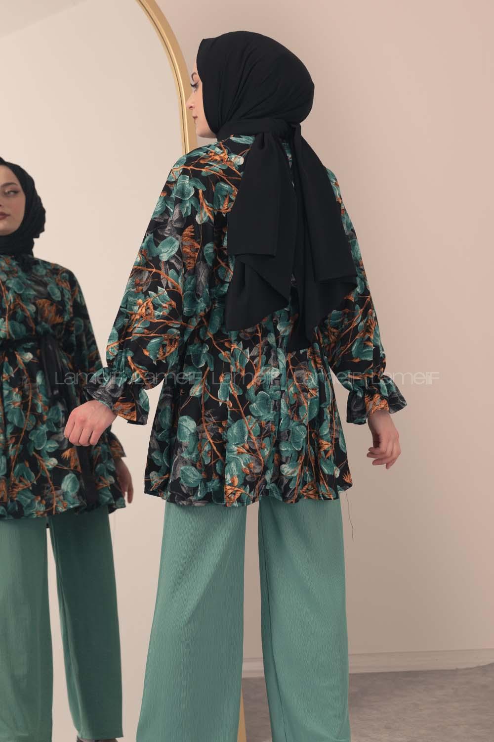 Modalamelif ya_rasa Kol Lastikli İkili Takım Yeşil