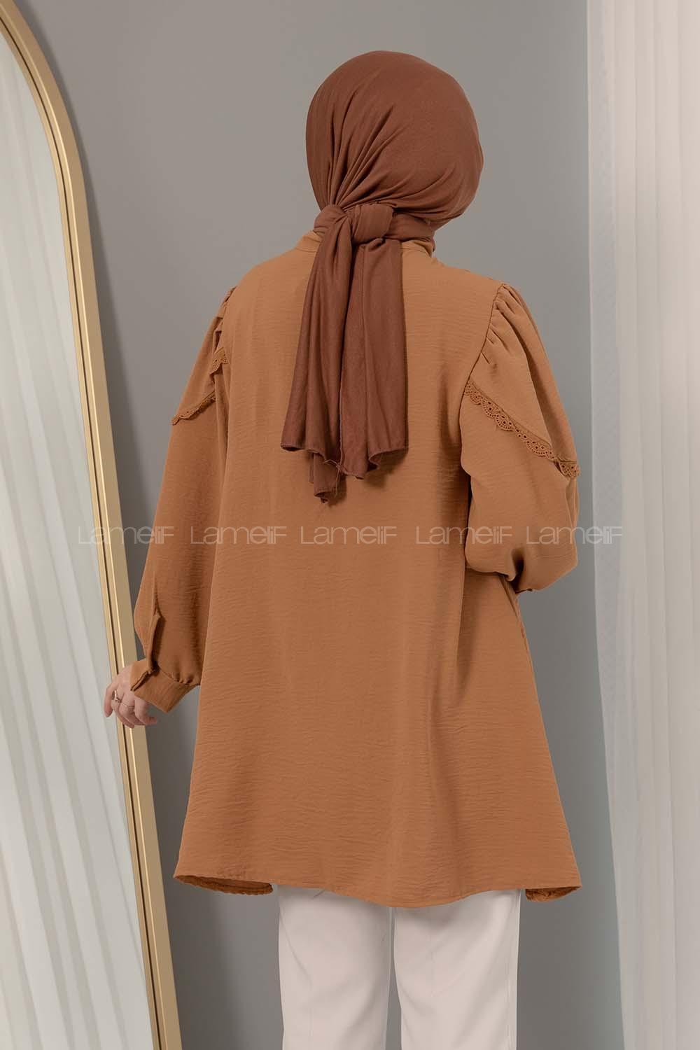 Modalamelif Hakim Yaka Balon Kol Gömlek Camel