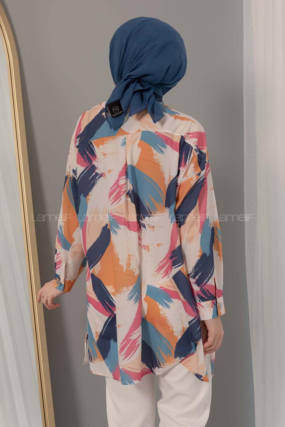 Desen Dijital Baskı Gömlek Pembe