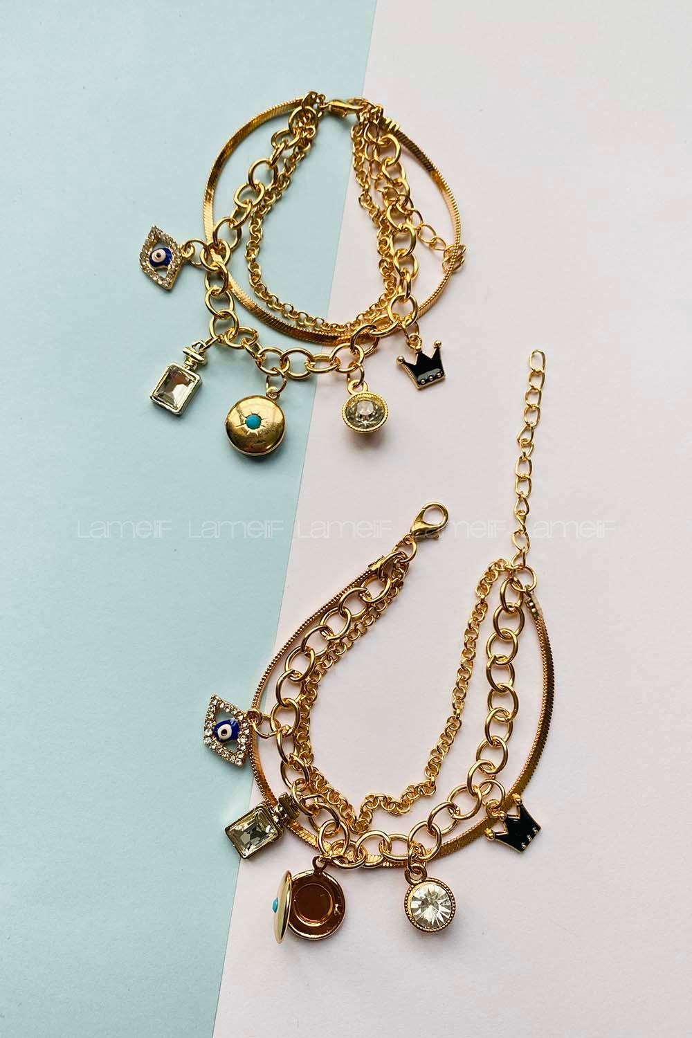 Modalamelif 3lü Tasarım Kapaklı Gold Bileklik