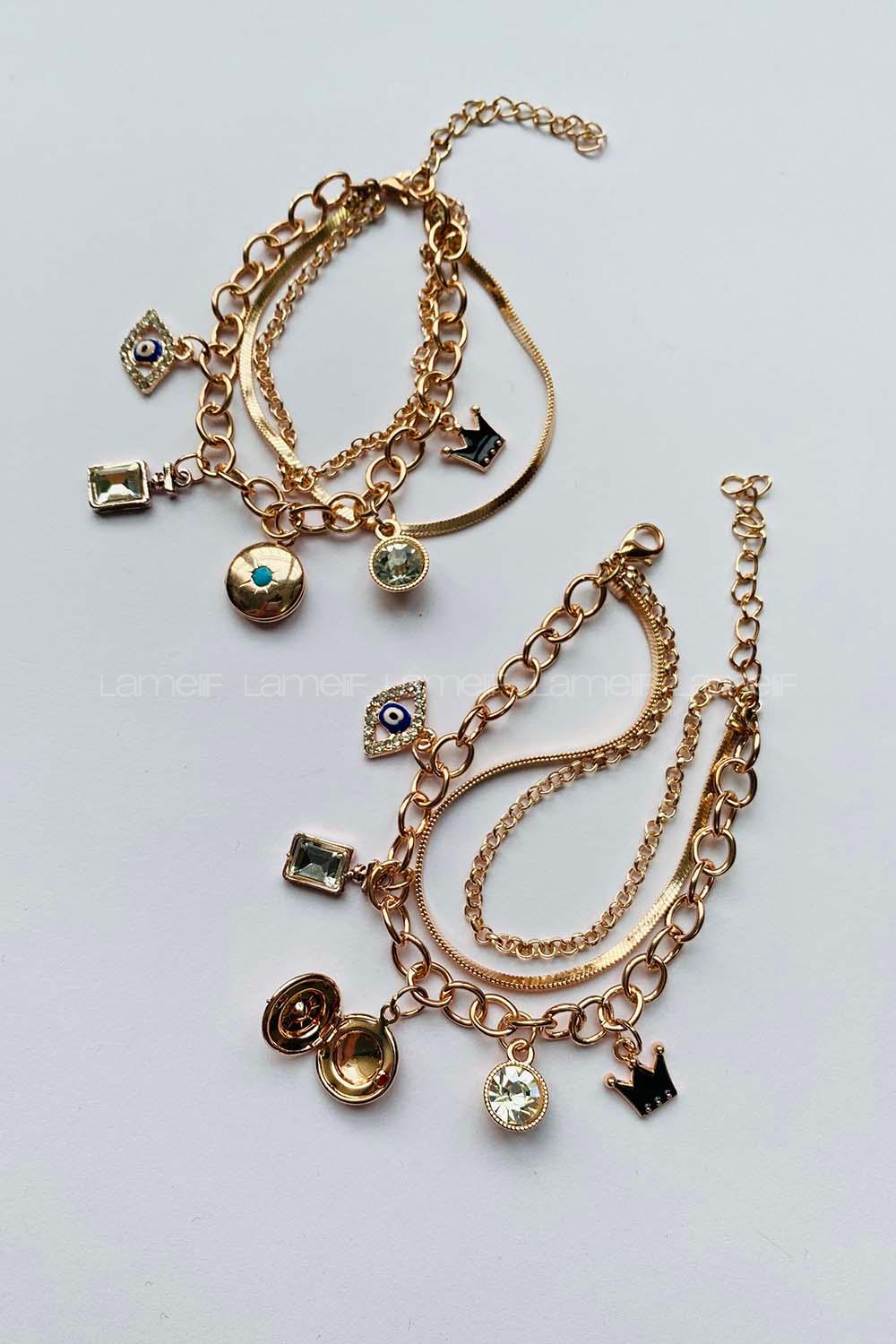 Modalamelif 3lü Tasarım Kapaklı Rose Gold Bileklik