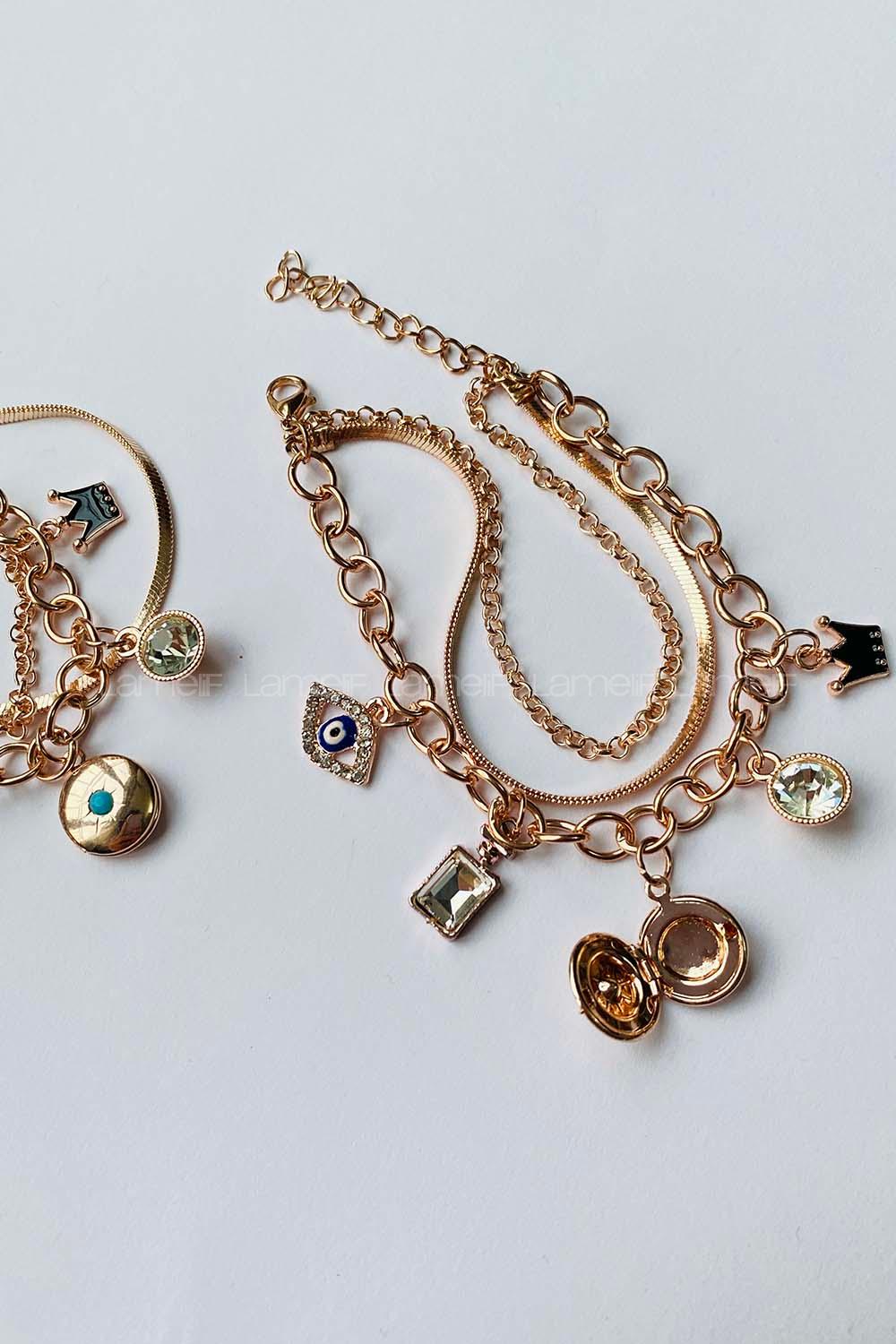 Modalamelif 3lü Tasarım Kapaklı Rose Gold Bileklik