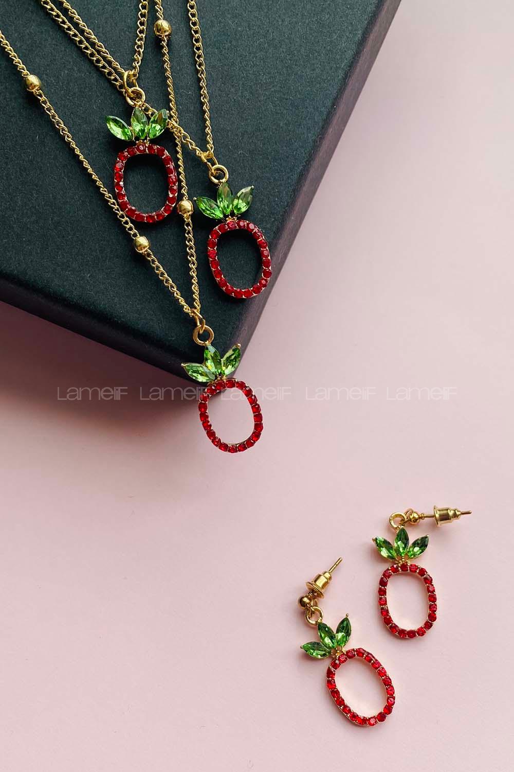 Modalamelif Ananas Kolye Küpe Set