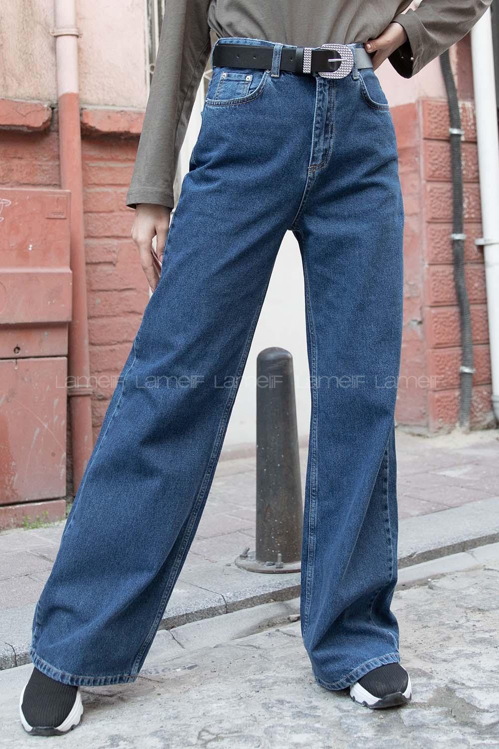 Modalamelif Bol Paça Palazo Jean Koyu Mavi