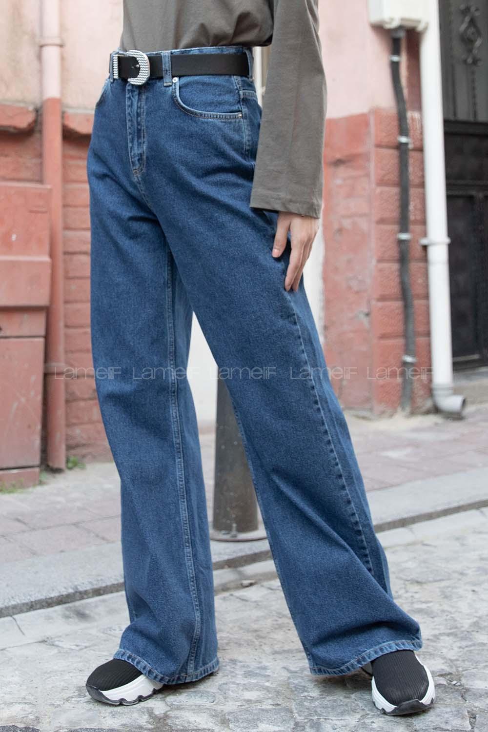 Modalamelif Bol Paça Palazo Jean Koyu Mavi