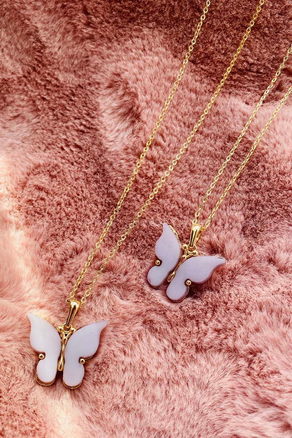 Modalamelif Büyük Kırık Beyaz Kelebek Kolye