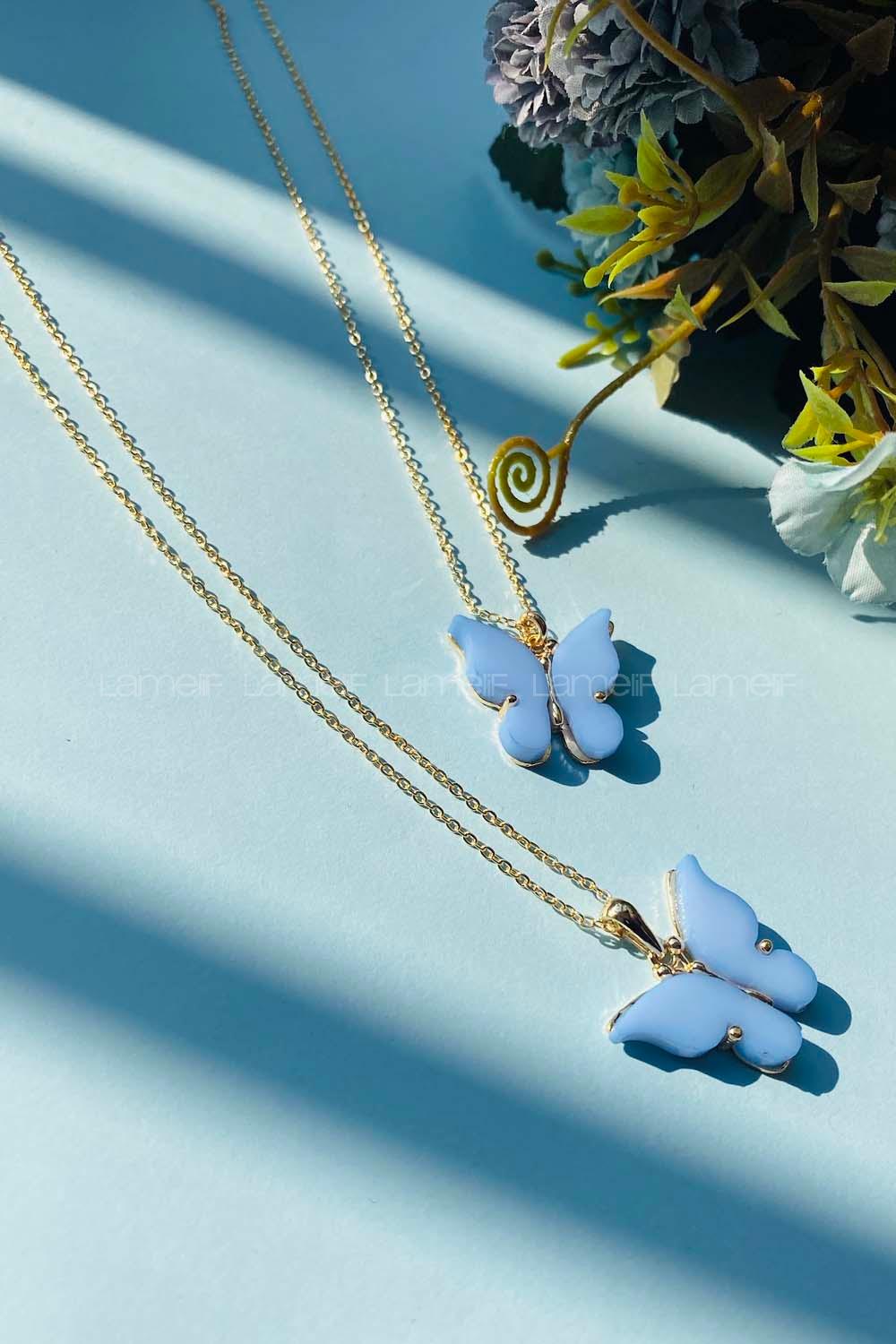 Modalamelif Büyük Mavi Kelebek Kolye