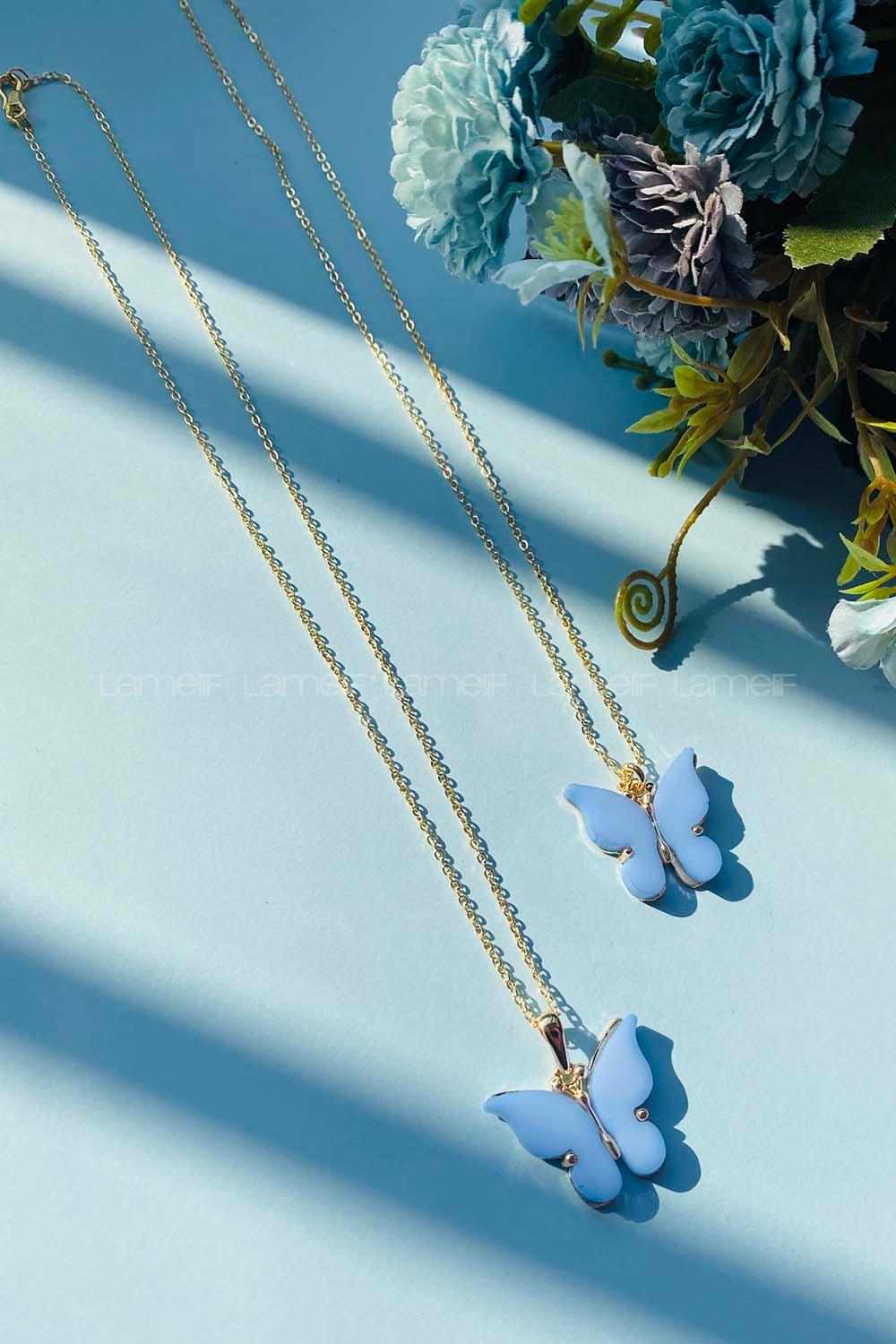 Modalamelif Büyük Mavi Kelebek Kolye