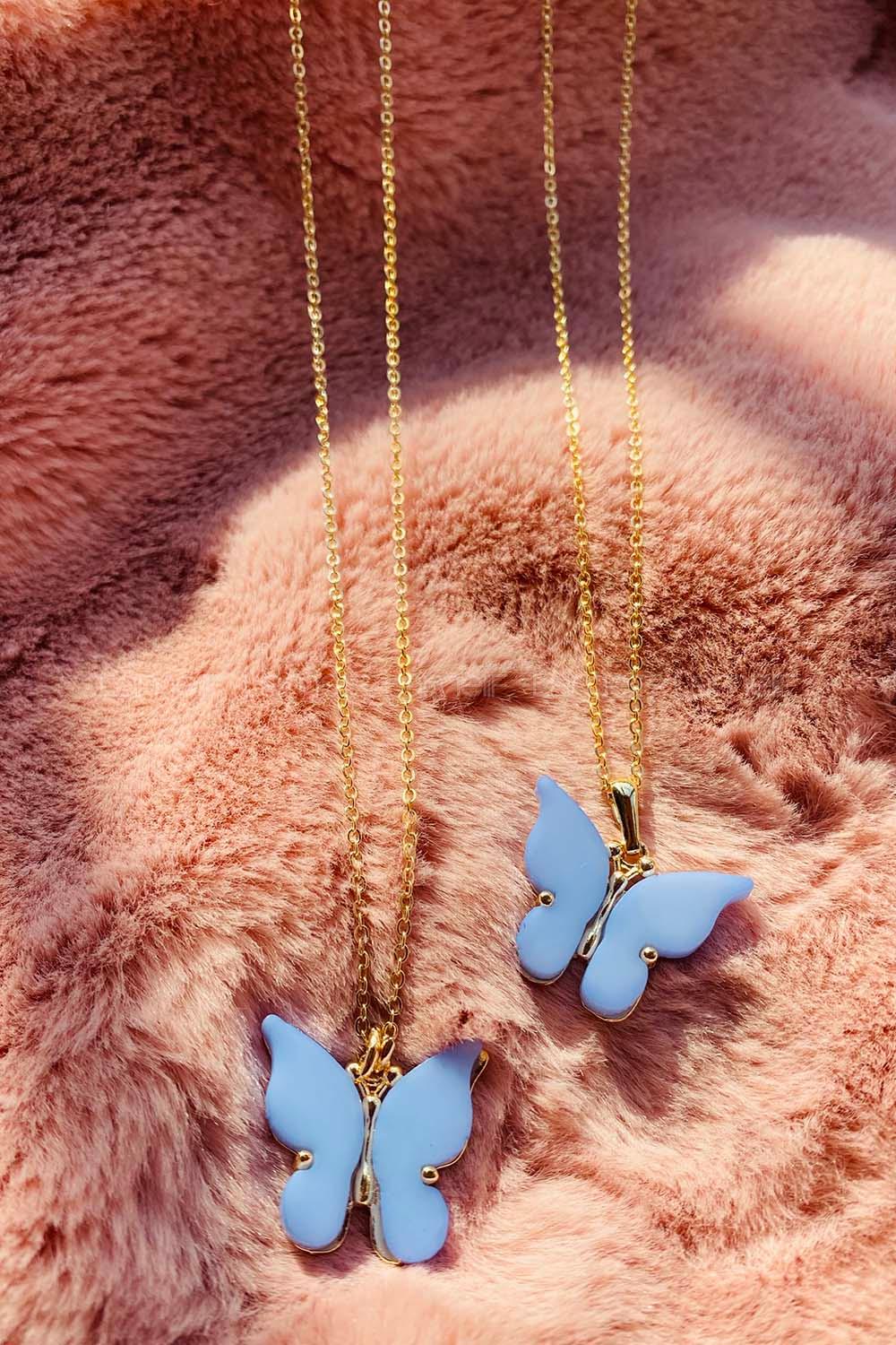 Modalamelif Büyük Mavi Kelebek Kolye