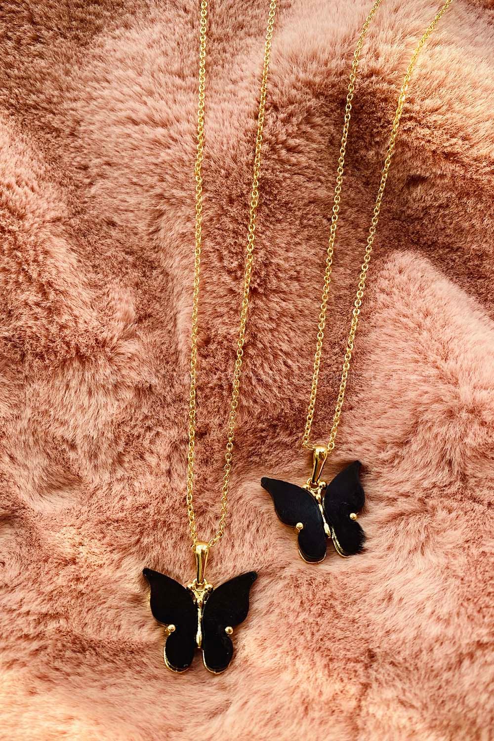 Modalamelif Büyük Siyah Kelebek Kolye