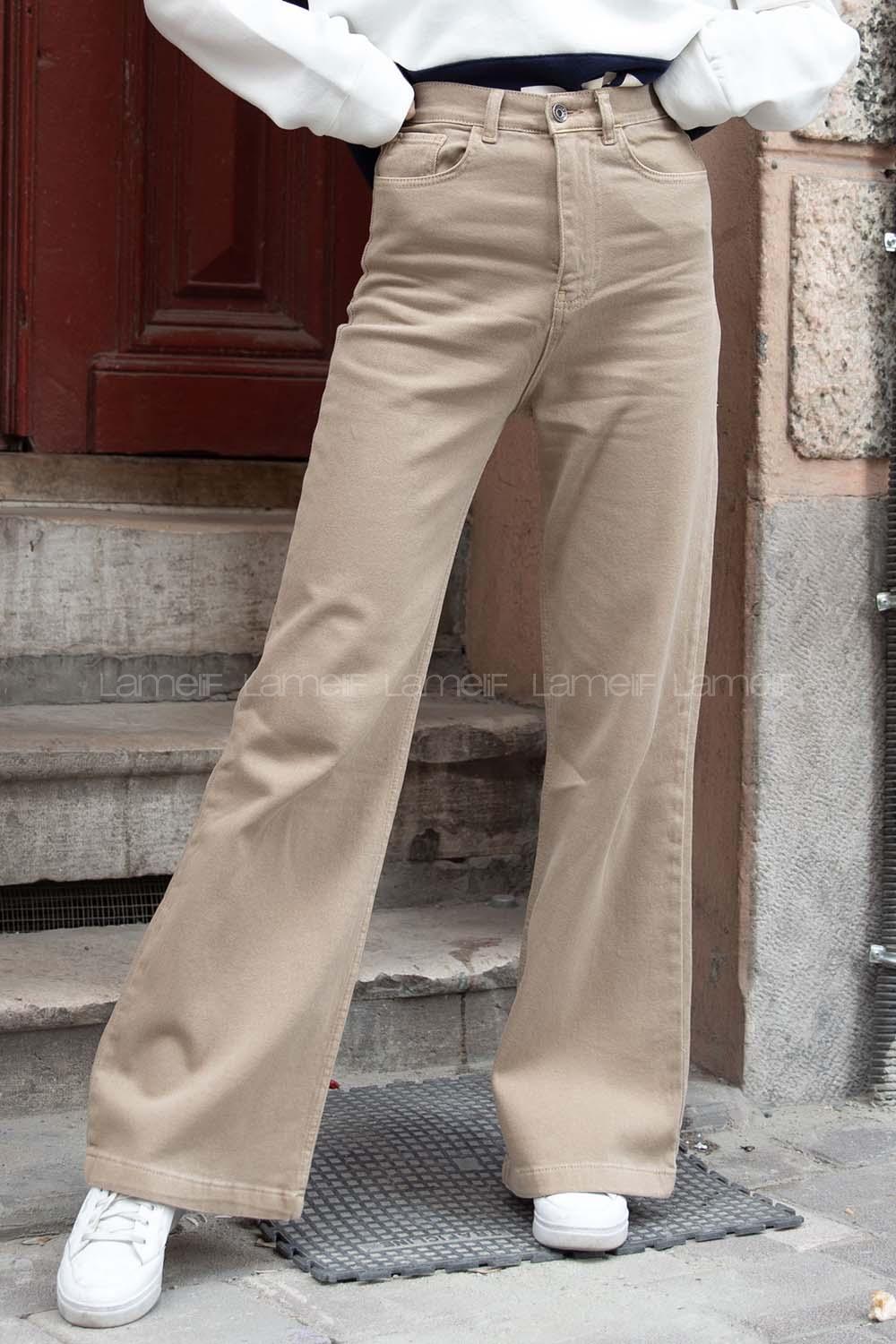 Modalamelif Çift Cepli Bol Paça Jean Kum Beji