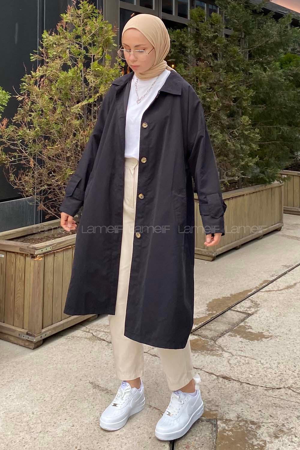 Modalamelif Everlast Sırt Baskılı Trenç Siyah