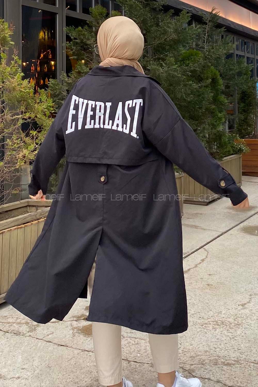 Modalamelif Everlast Sırt Baskılı Trenç Siyah