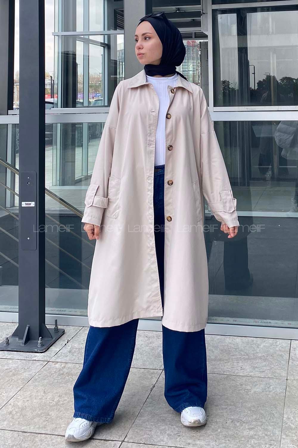 Modalamelif Everlast Sırt Baskılı Trenç Taş